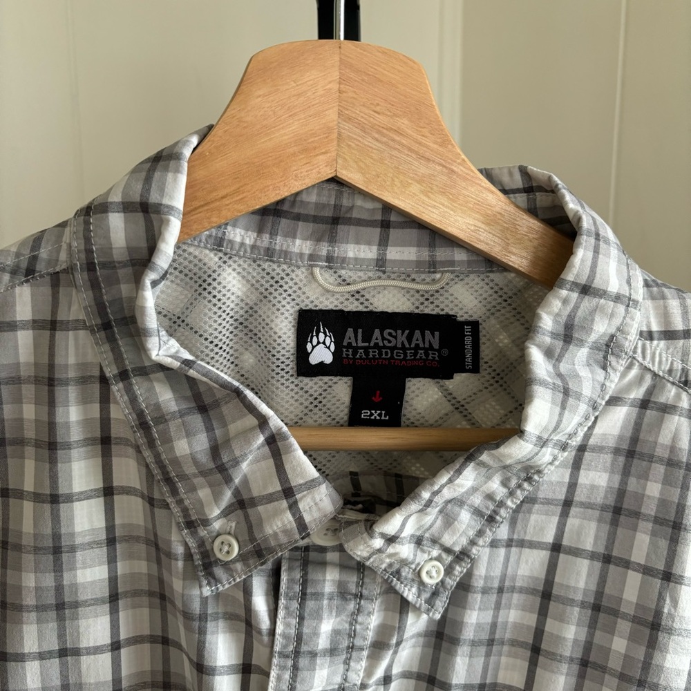 Alaskan Hardgear AKHG Duluth Vented Gray Plaid Button Up L/S Shirt Men's 2XL